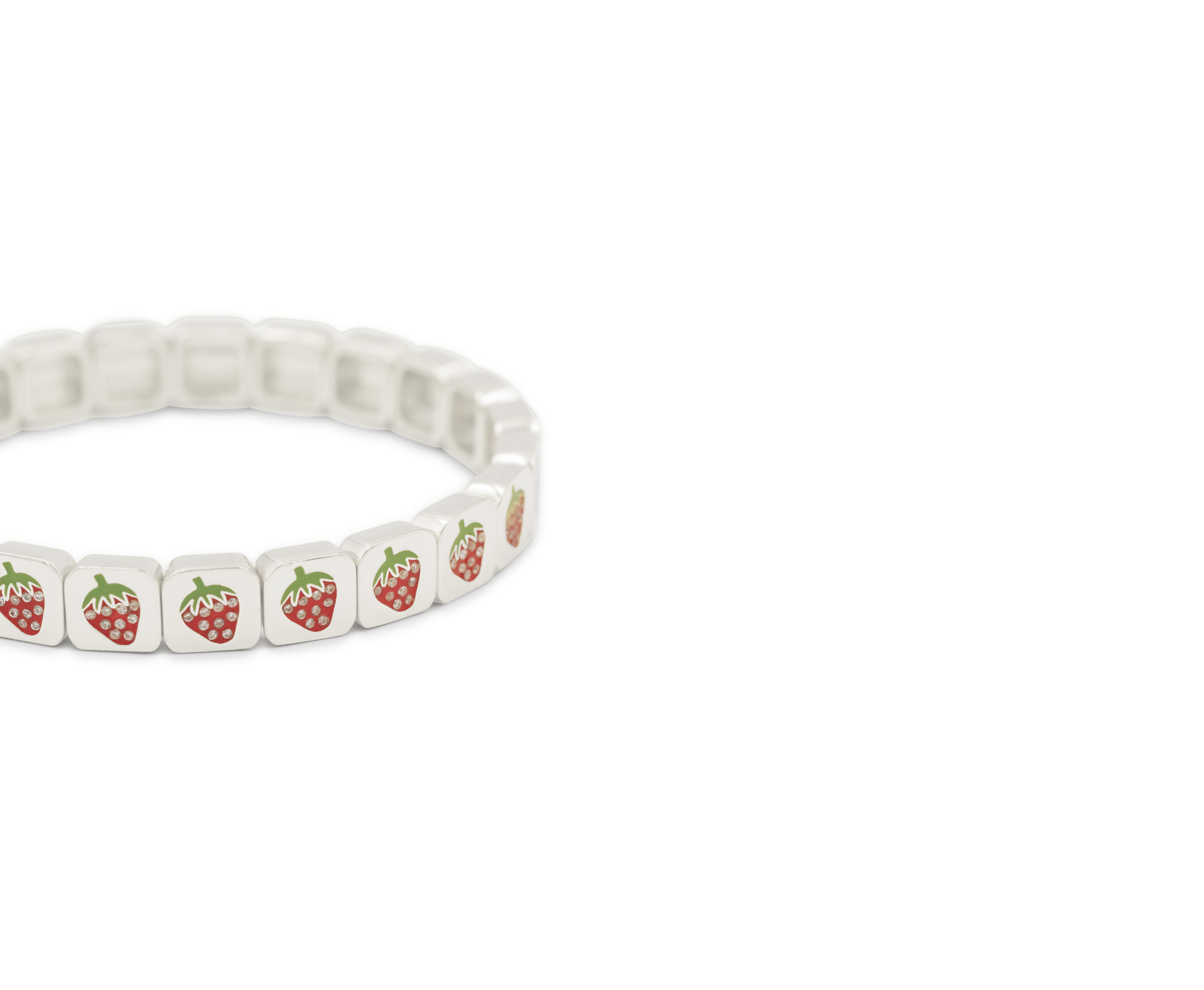 Bracelet with strawberry pattern on a white background