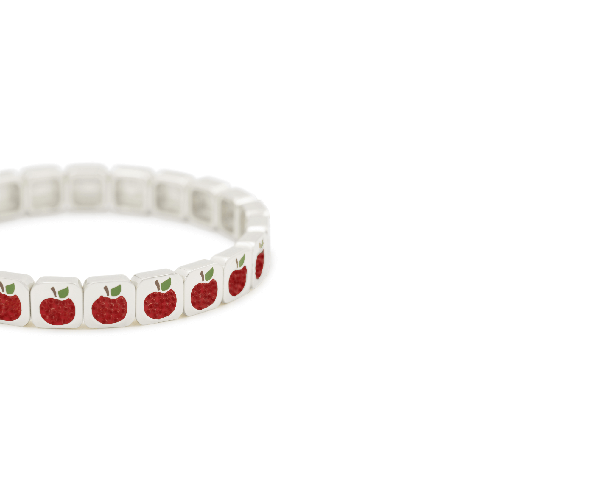 Bracelet with red apple pattern on a white background