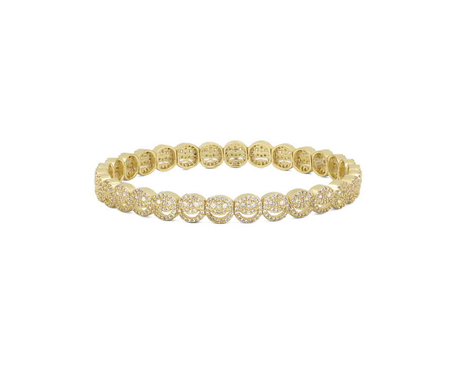 Gold pavé bracelet with round linked discs