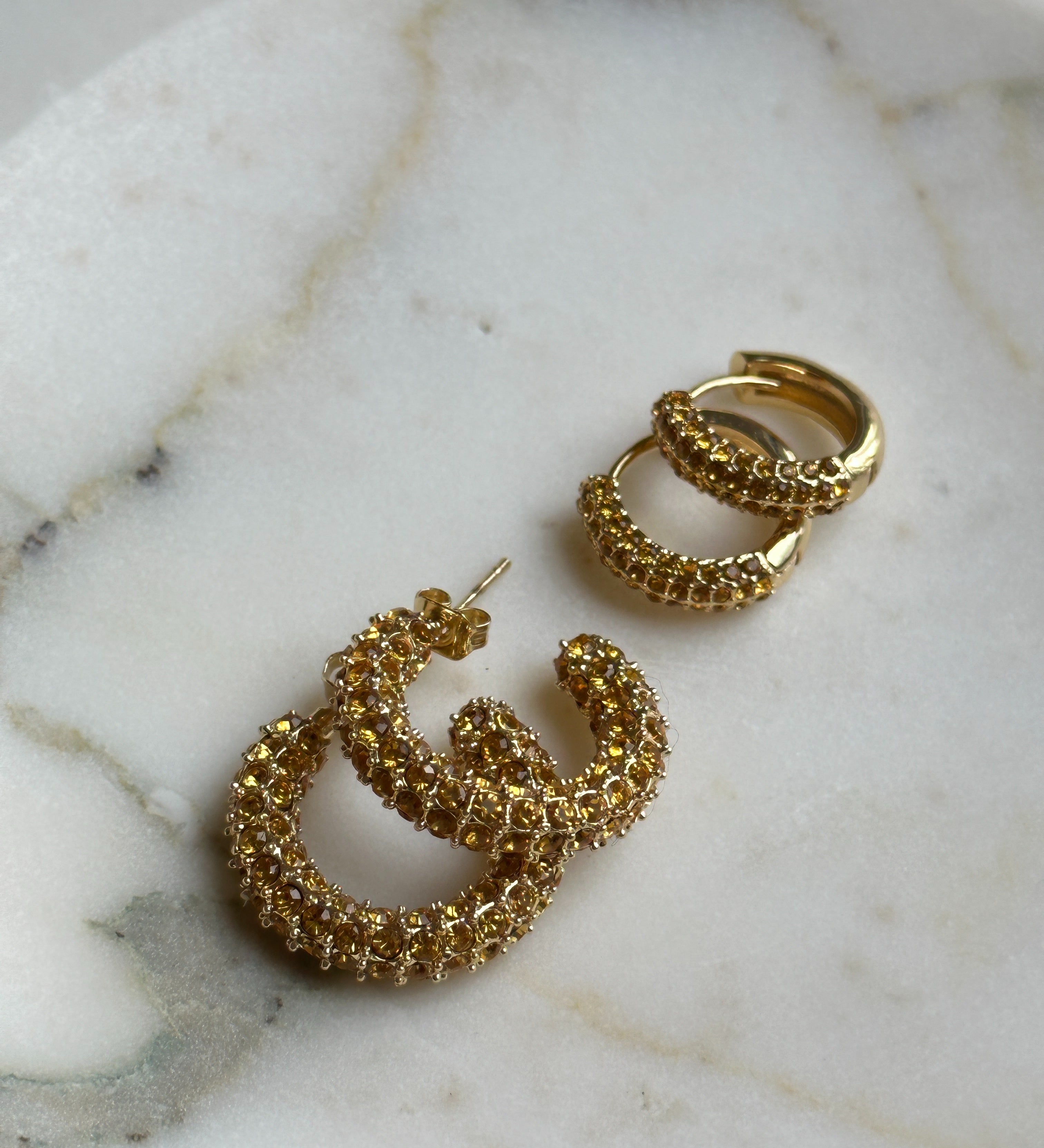 E038 'BOLD CRYSTAL HOOPS COLORED CZ'