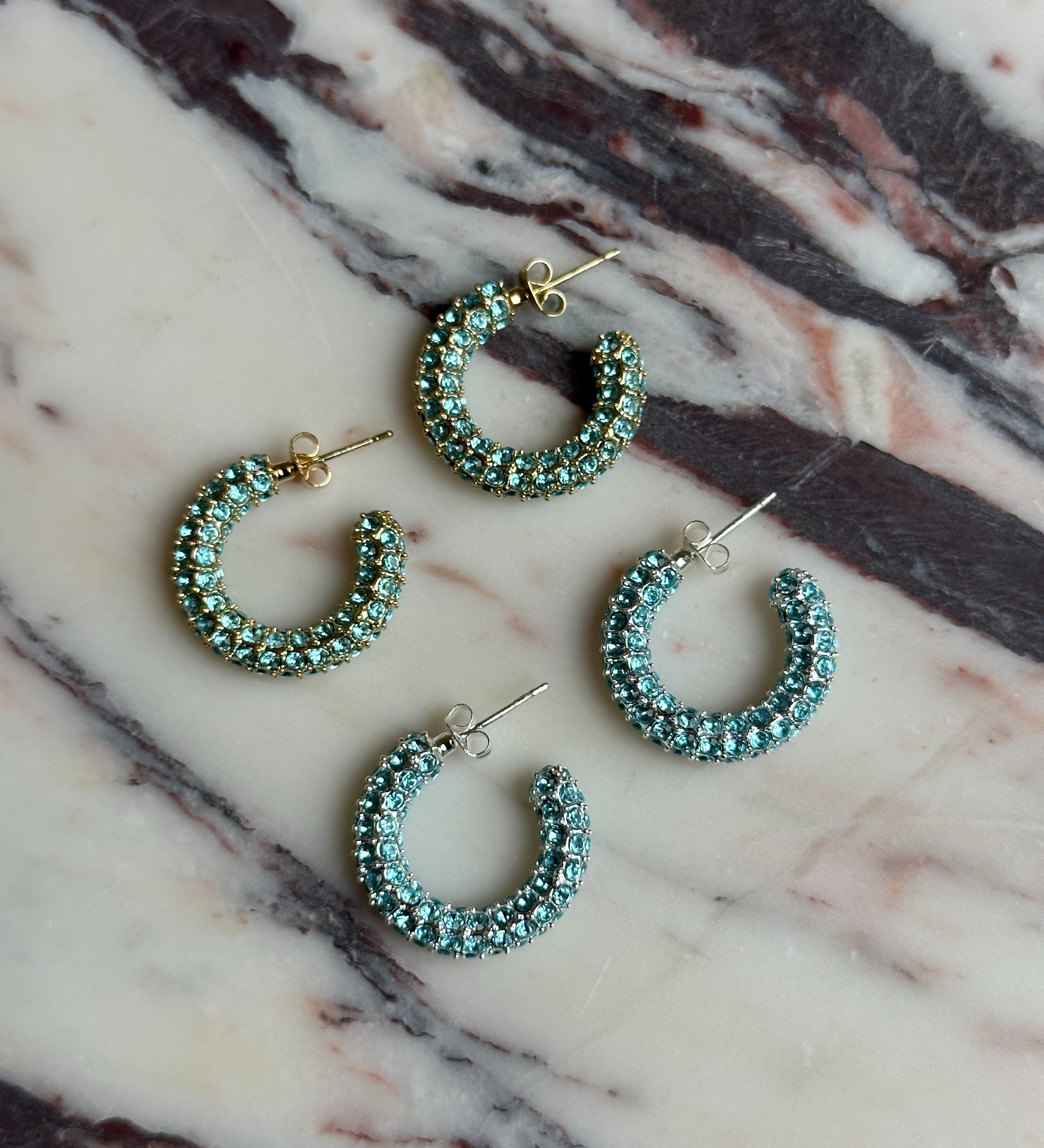 E038 'BOLD CRYSTAL HOOPS COLORED CZ'
