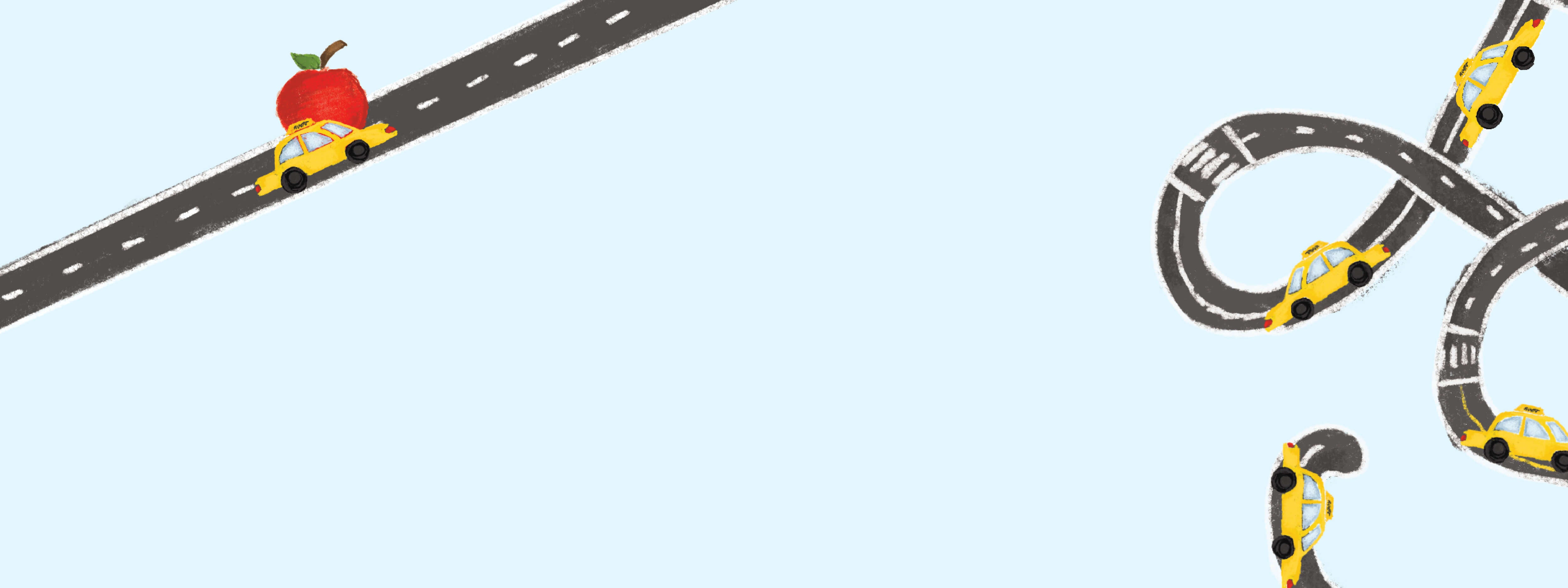 Illustration of toy cars on roads with a blue background