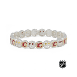 Silver NHL bracelet with red team-logo charms and small rhinestone details