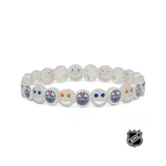 Silver NHL bracelet with multiple round team-logo charms in a line