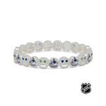 Silver-tone NHL team-logo bead bracelet with round crystal-textured spacers