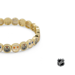 Gold-tone beaded bracelet with Edmonton Oilers medallion charms and blue accents