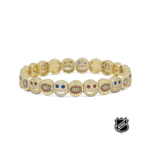 Gold NHL® bracelet with round charm beads and team-logo medallions