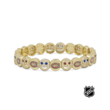 Gold NHL® bracelet with round charm beads and team-logo medallions