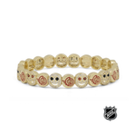 Gold NHL® bracelet with multicolor team-logo charm beads in a straight row
