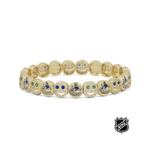 Gold NHL® bracelet with colorful team-logo charm beads and round medallions