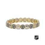 Gold-tone beaded bracelet with round NHL® crest charms and rhinestone accents