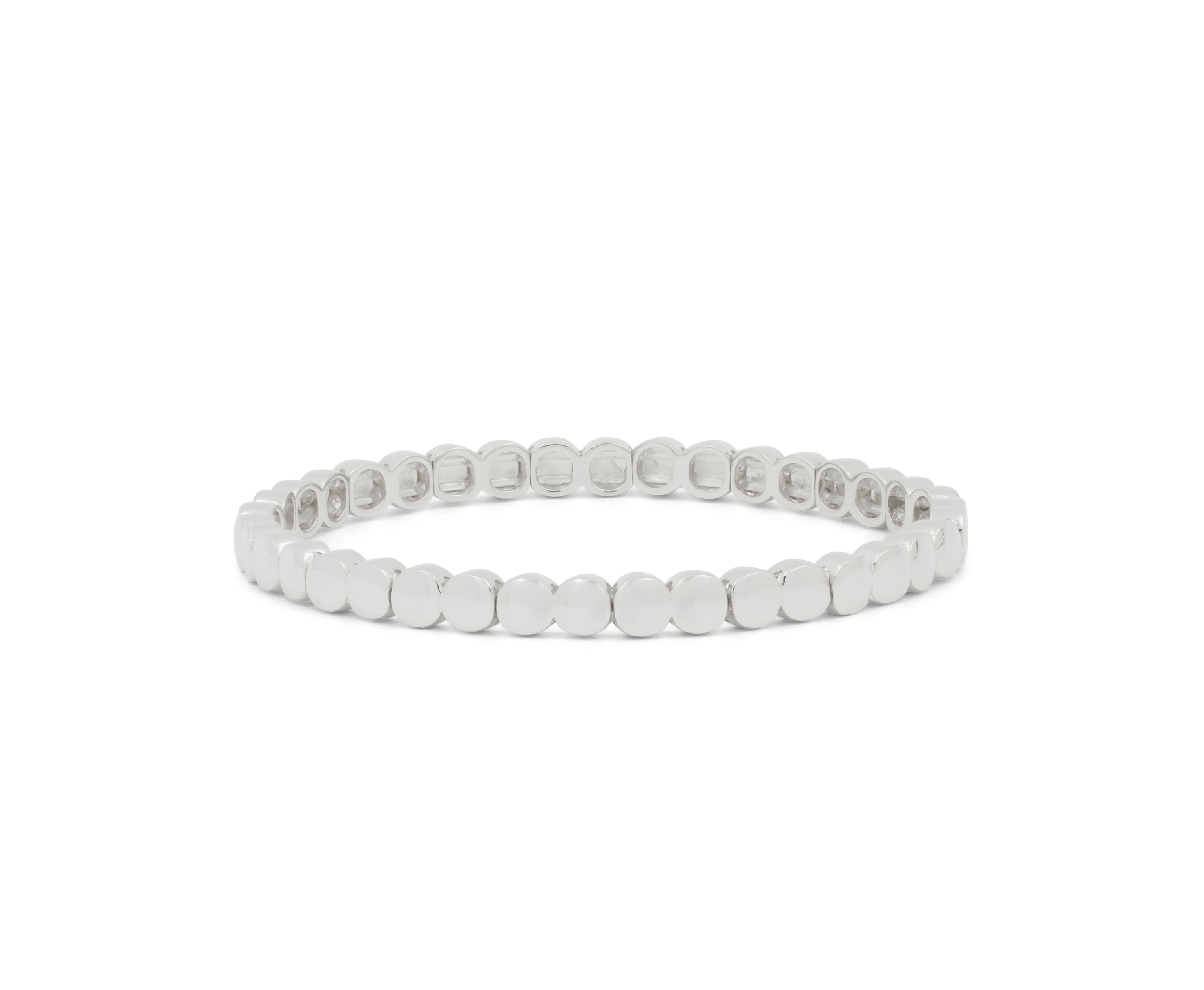 Silver round-link bracelet with smooth curved beads