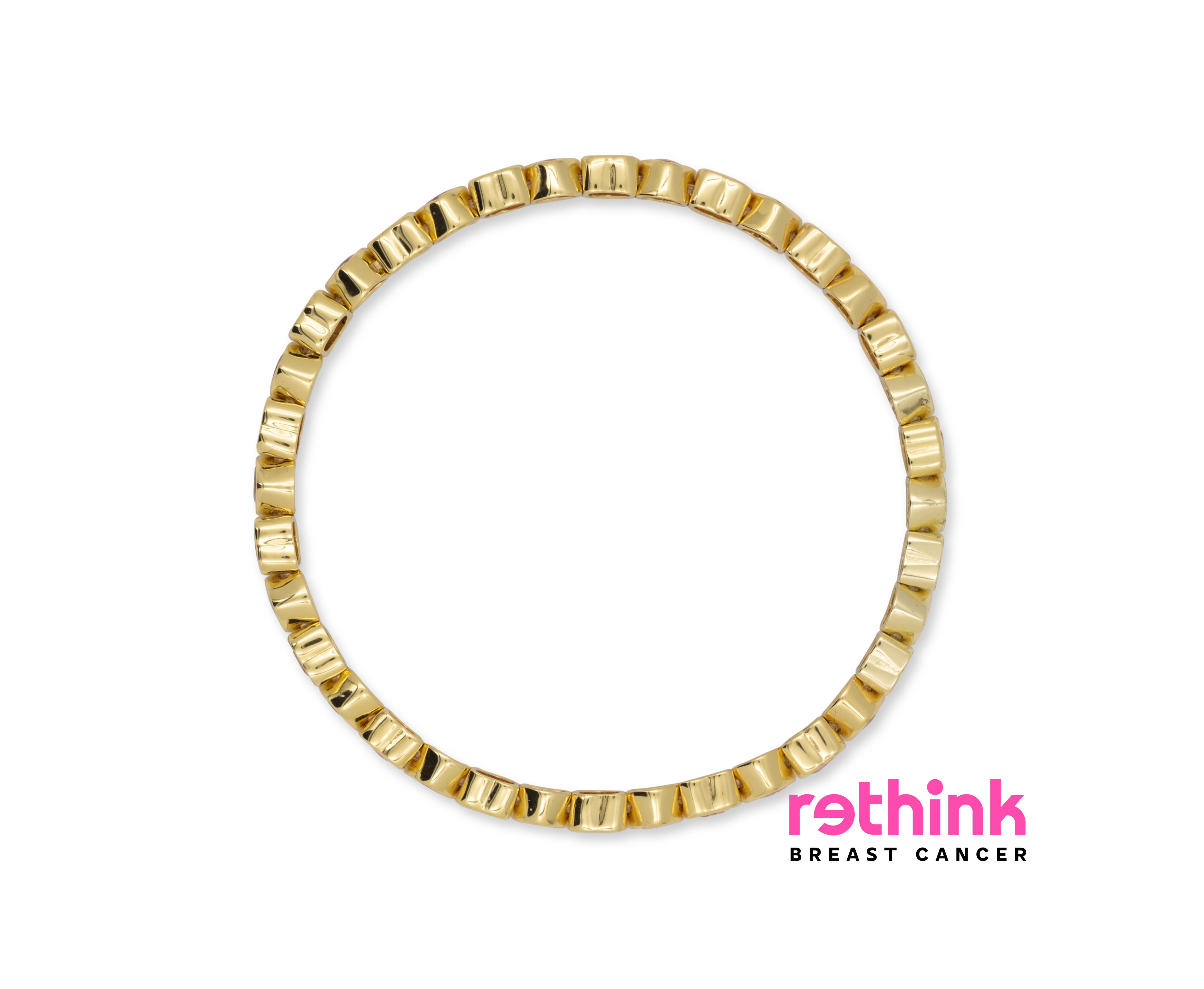 Yellow gold tennis bracelet with ribbed flexible link row