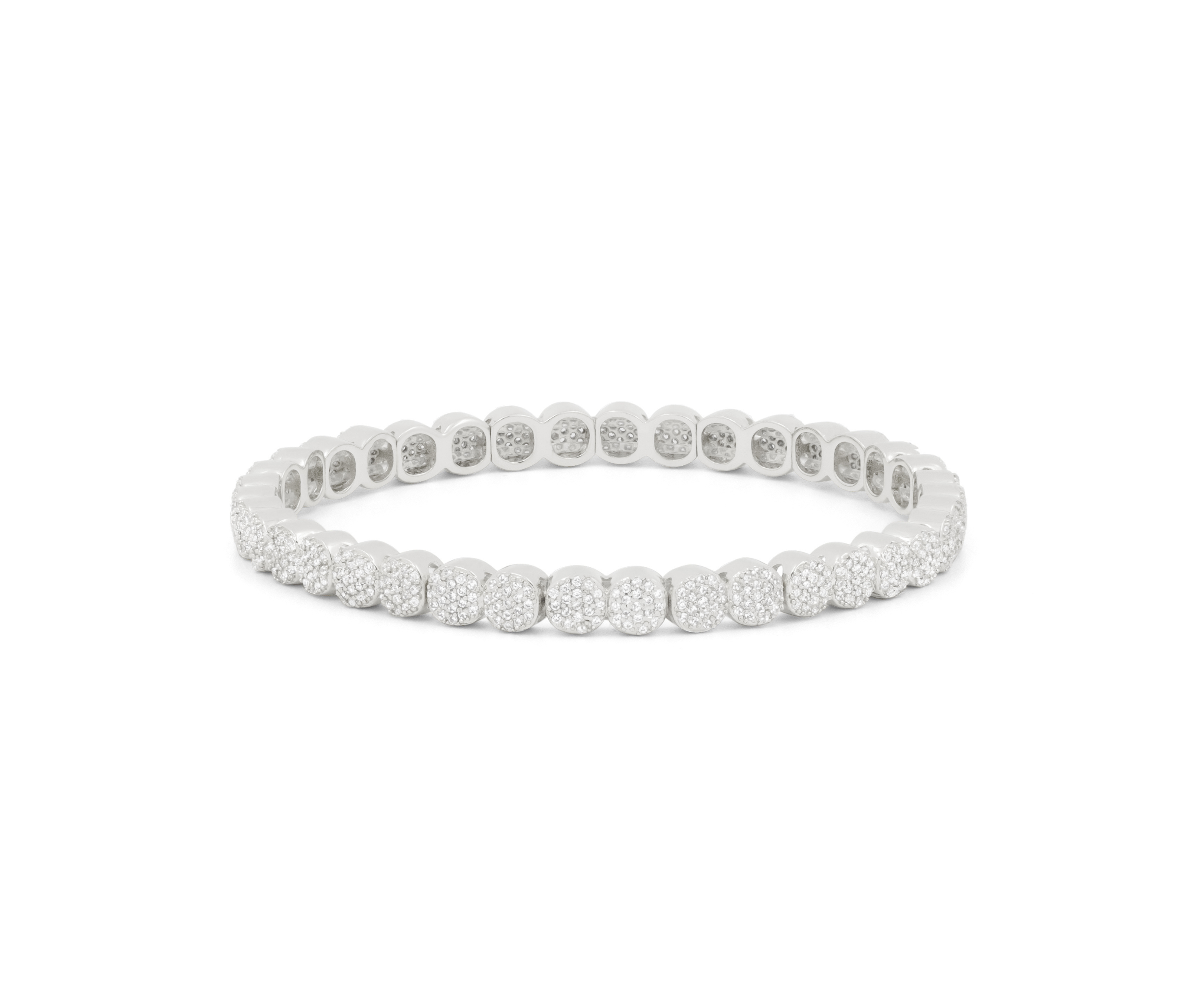 Pavé round link bracelet in silver with pavé-set round segments