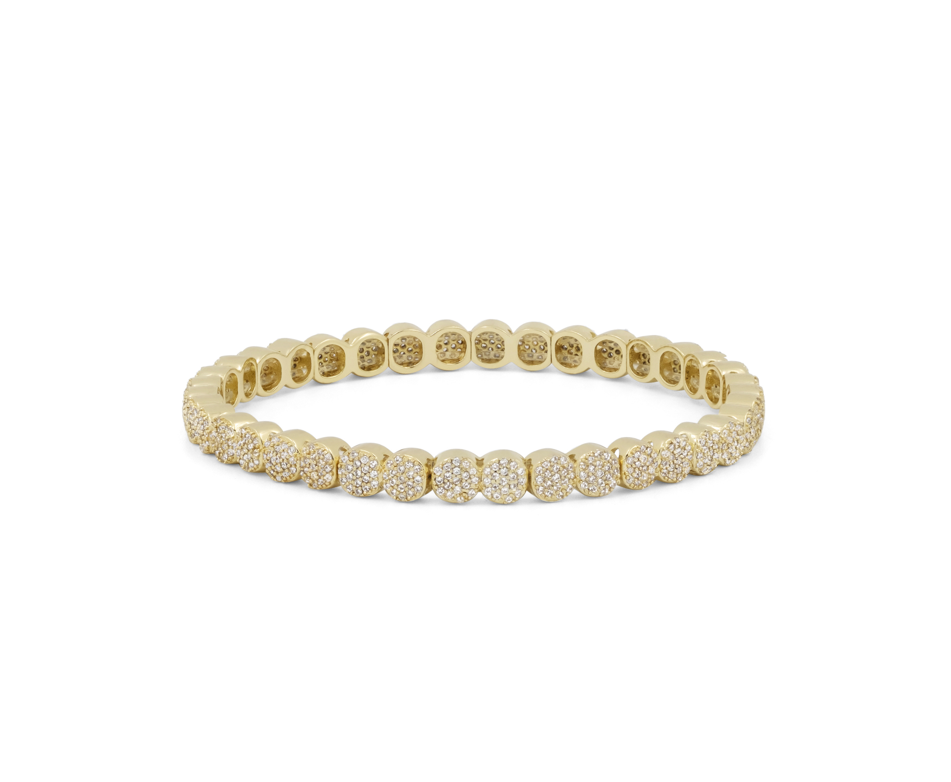 Yellow gold pavé round-link bracelet
