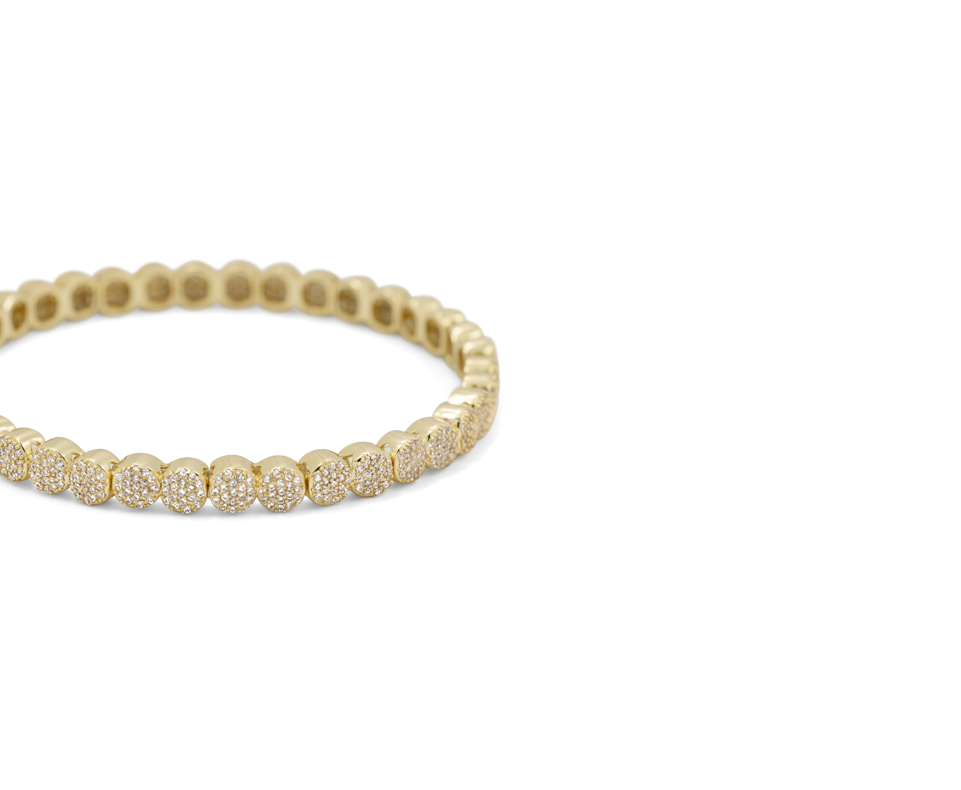 Yellow gold pavé round beaded bracelet