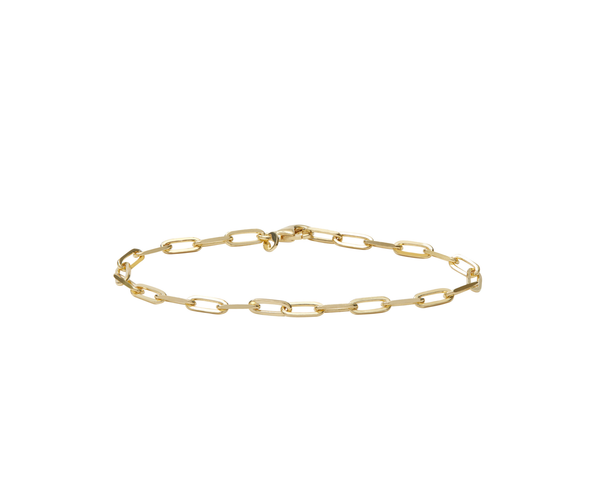 Gold vermeil small paperclip link bracelet with lobster clasp and chain extender