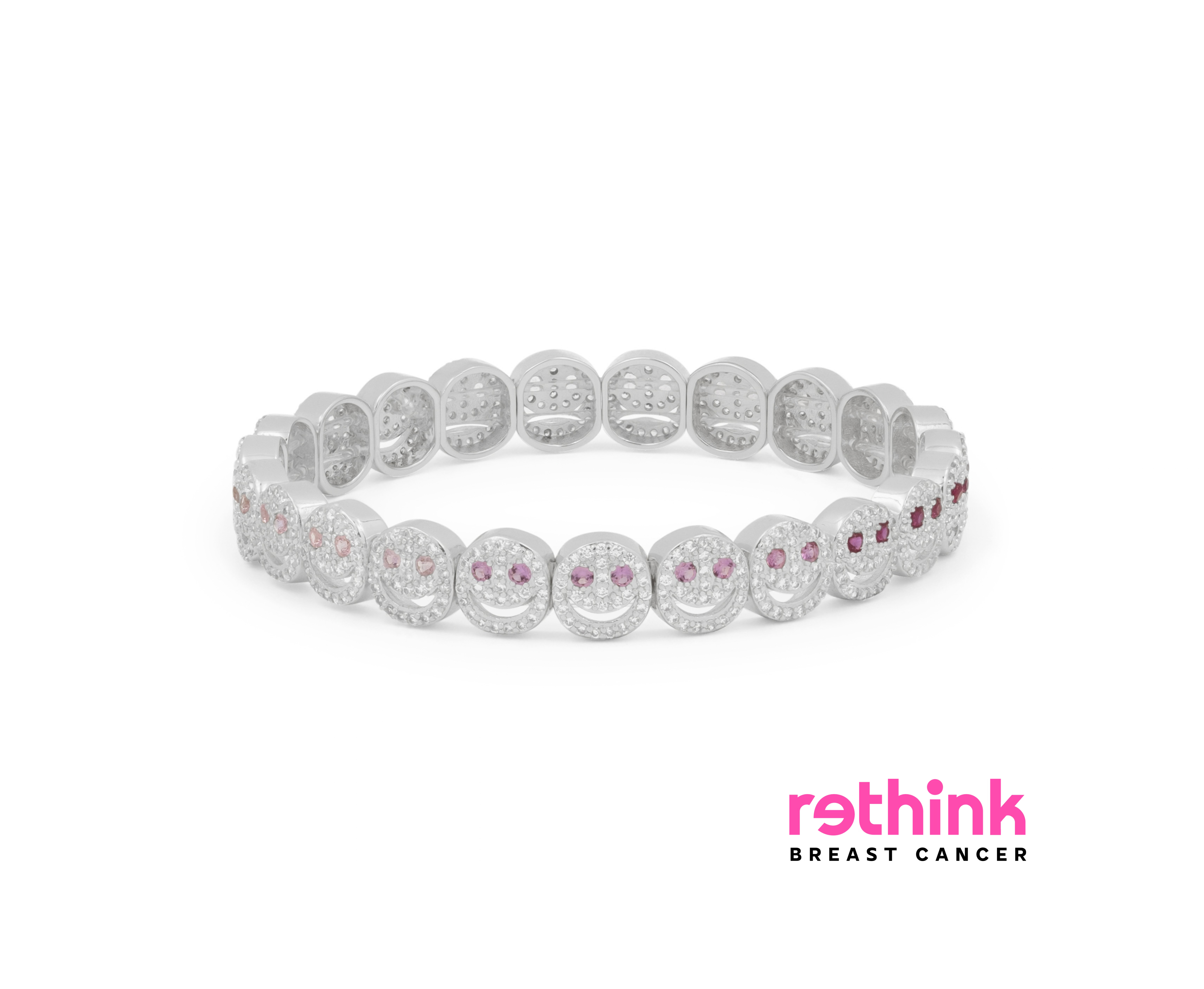 THE PAVÉ silver pavé bracelet with pink accent stones