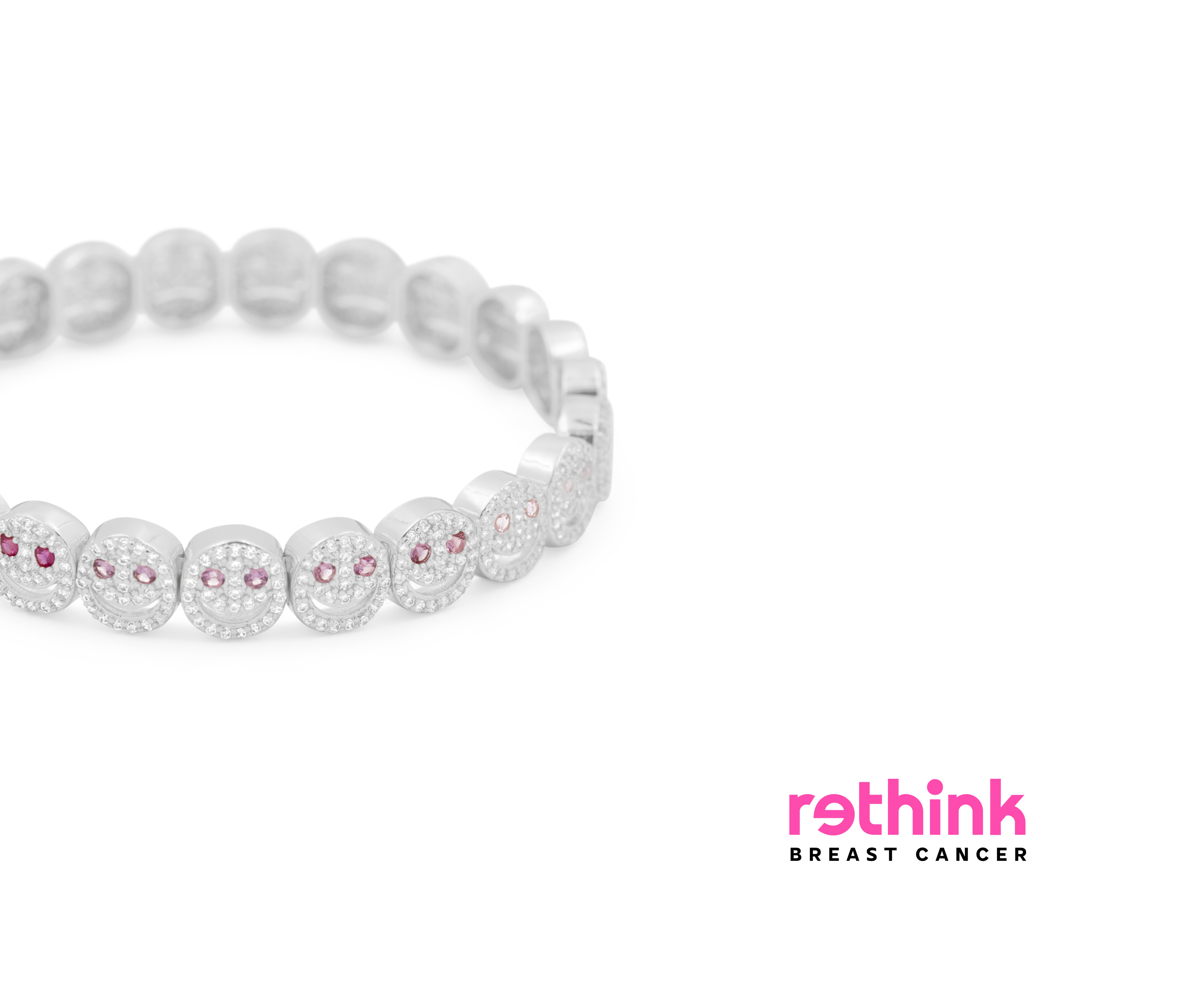 Pavé beaded bracelet with clear stones and pink accents