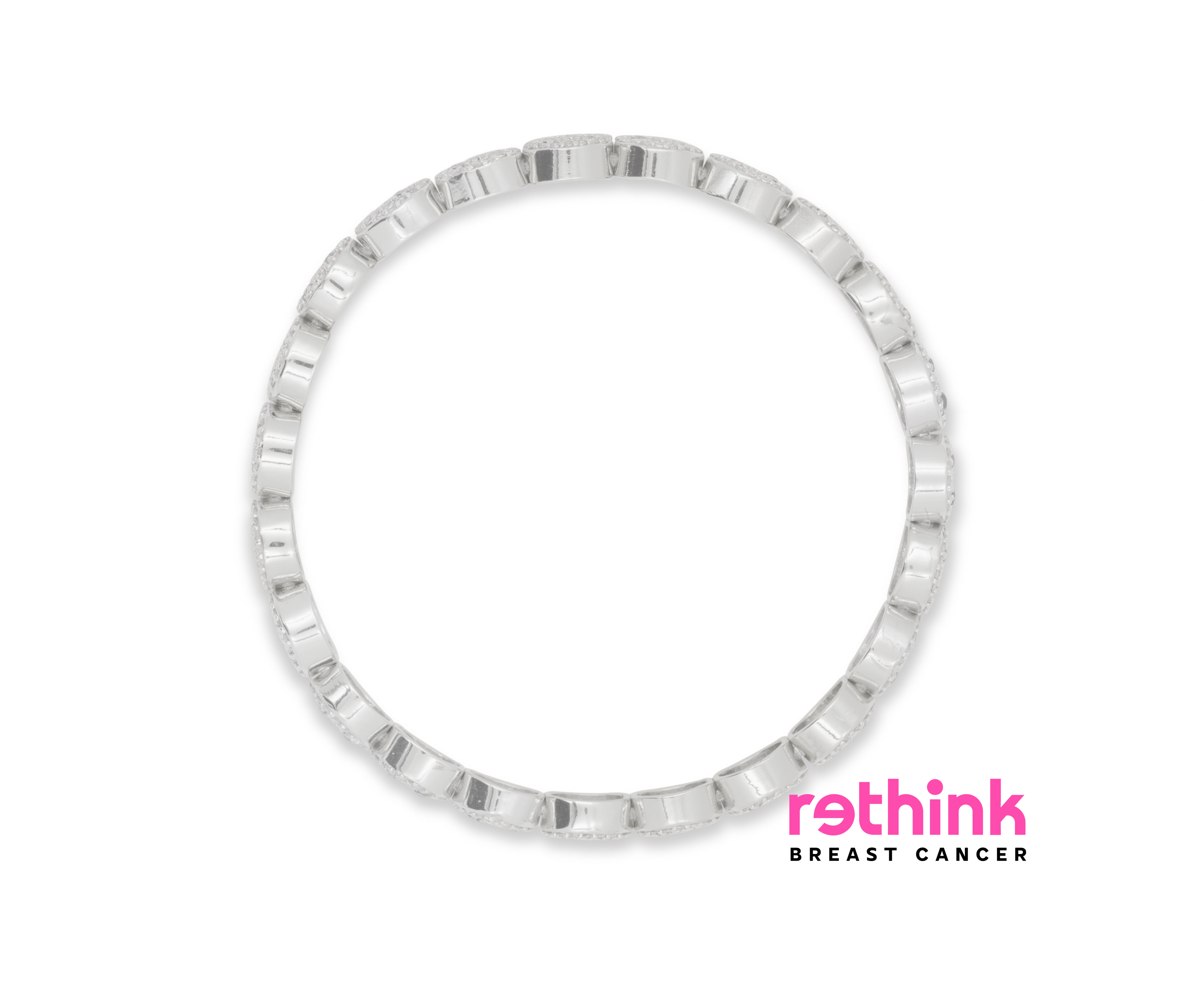 Pavé silver bracelet with rectangular links arranged in a circle