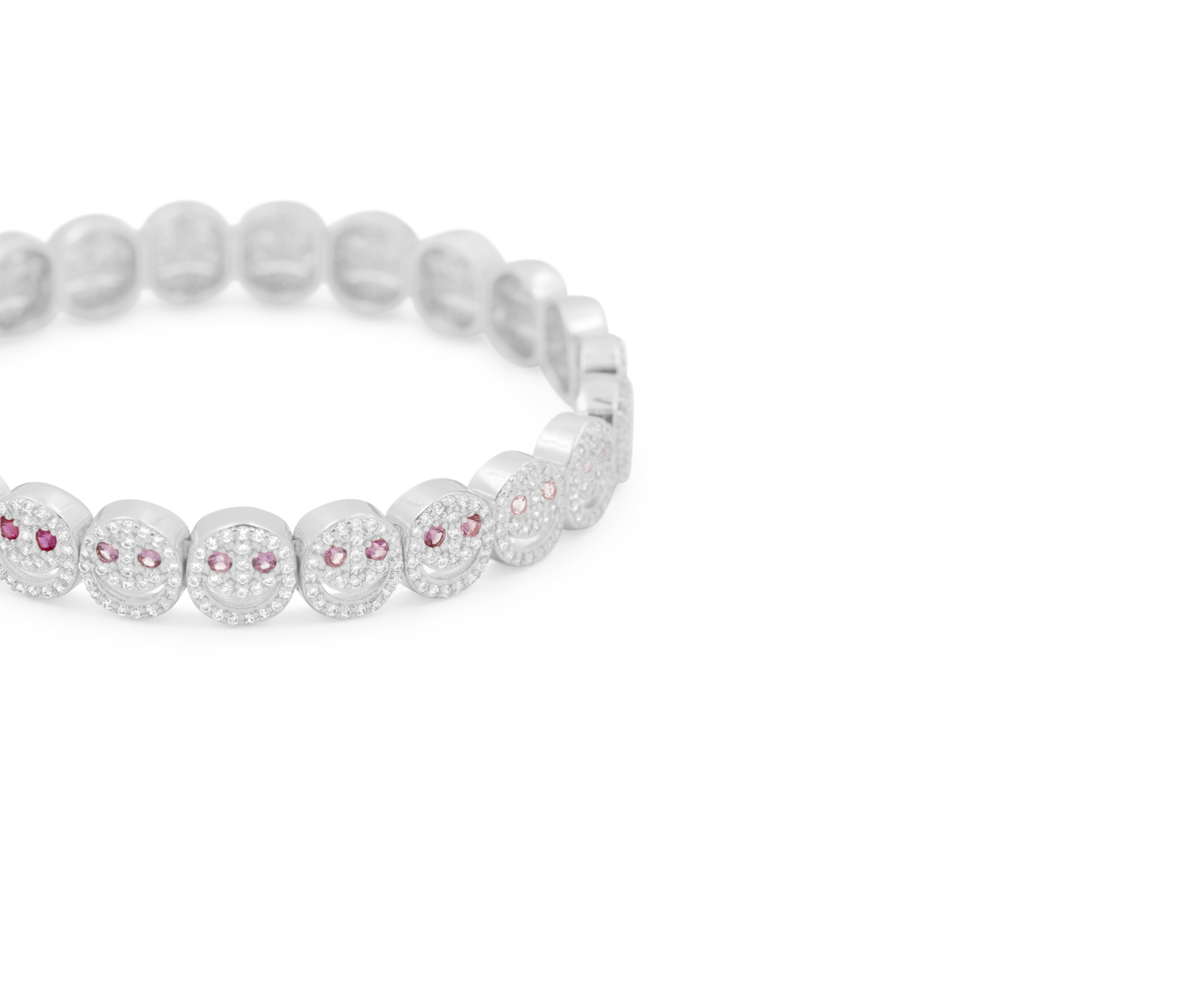 Pavé beaded bracelet with clear stones and pink accents